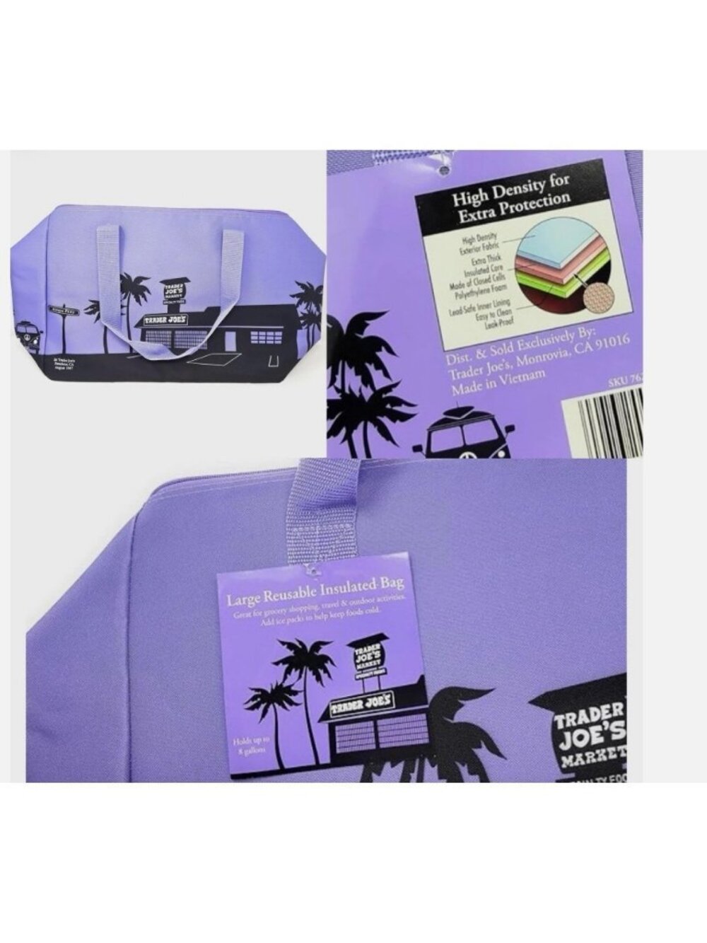 2026 Trader Joe’s Lavender Reusable Insulated Bag 8 Gallon Cooler Tote Limited - Picture 4 of 4